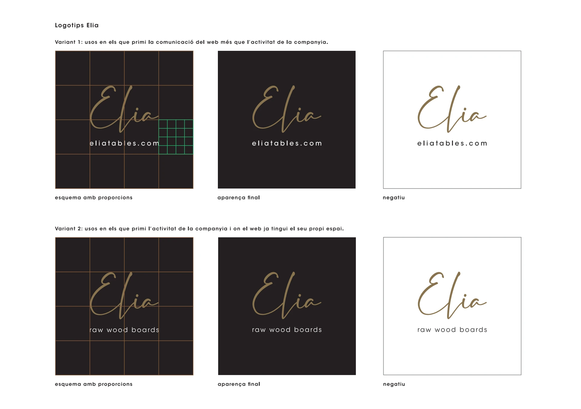 Variantes del logotipo de ELIA y sus proporciones