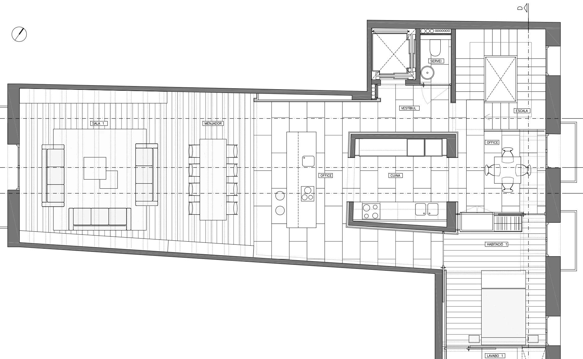 Planta técnica del proyecto de interiorismo Francesc Fortuny