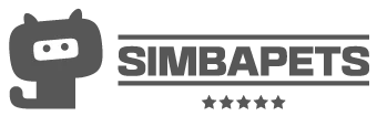 Logotipo de Simba Pets con personaje e identidad tipográfica